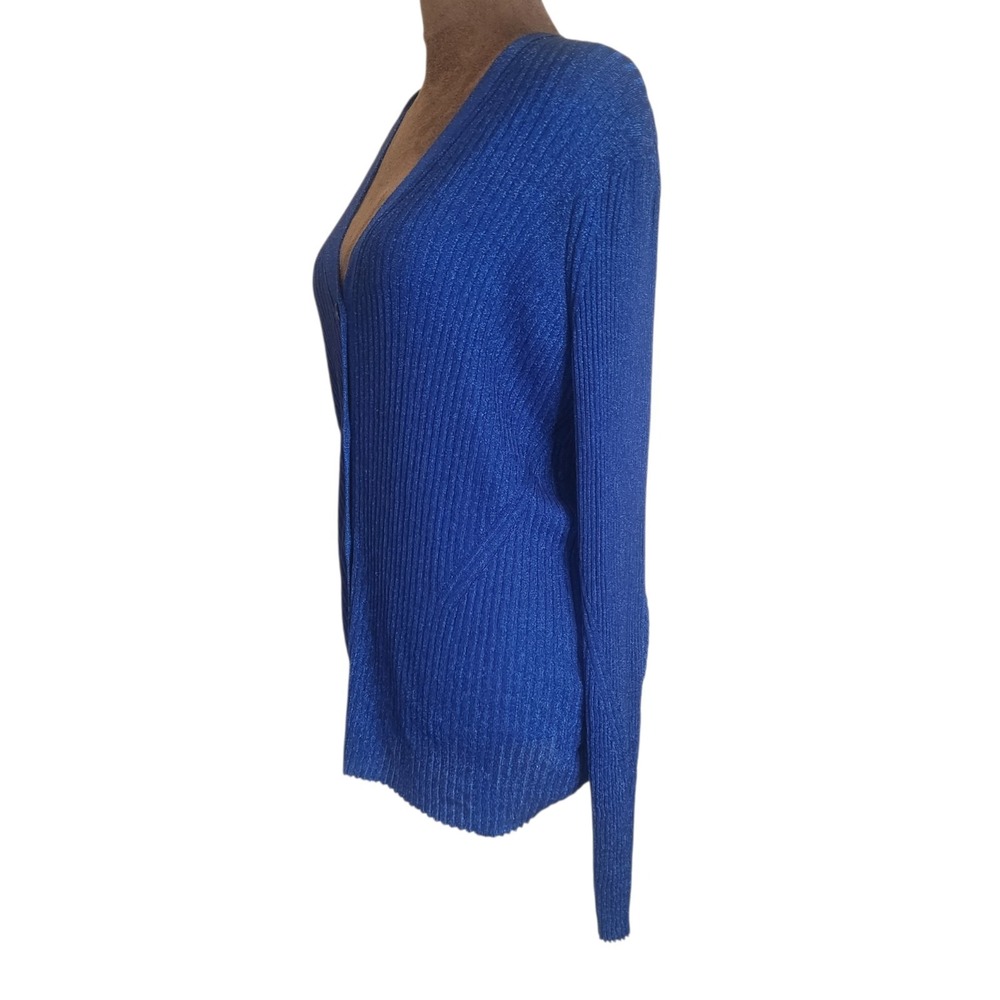 Rag & Bone Women's Blue Metallic‎ Cardigan Sweater Size L Lightweight Knit - Picture 3 of 7